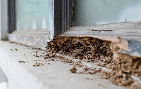 termite damage to window frame