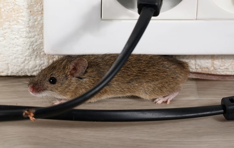 a mouse crawling inside a home
